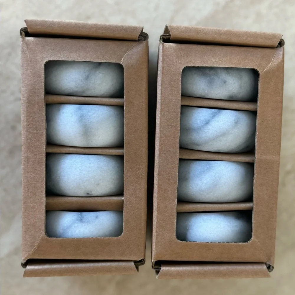 Pottery Barn Providence Marble Napkin Rings - Set Of 4